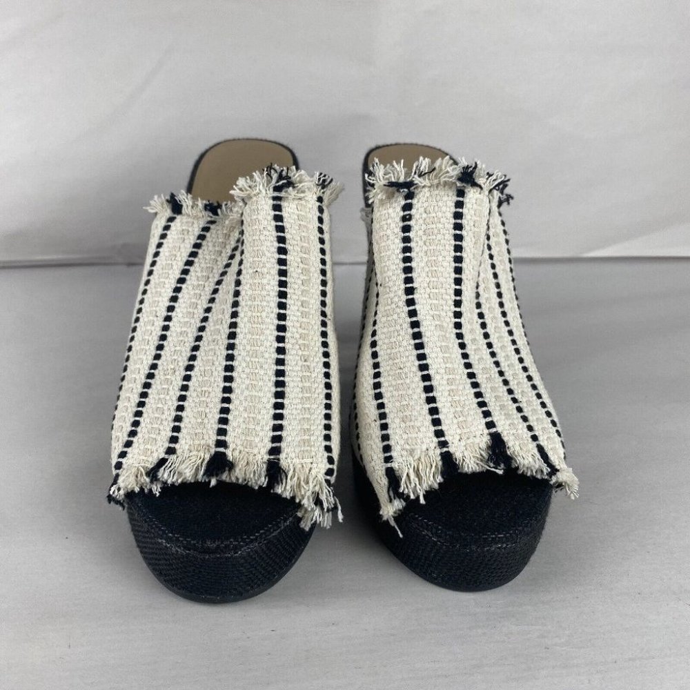 Women's Witchery Size 39 Multicolored Woven Fabric Cover Platform Wedge Shoes - Picture 6 of 16